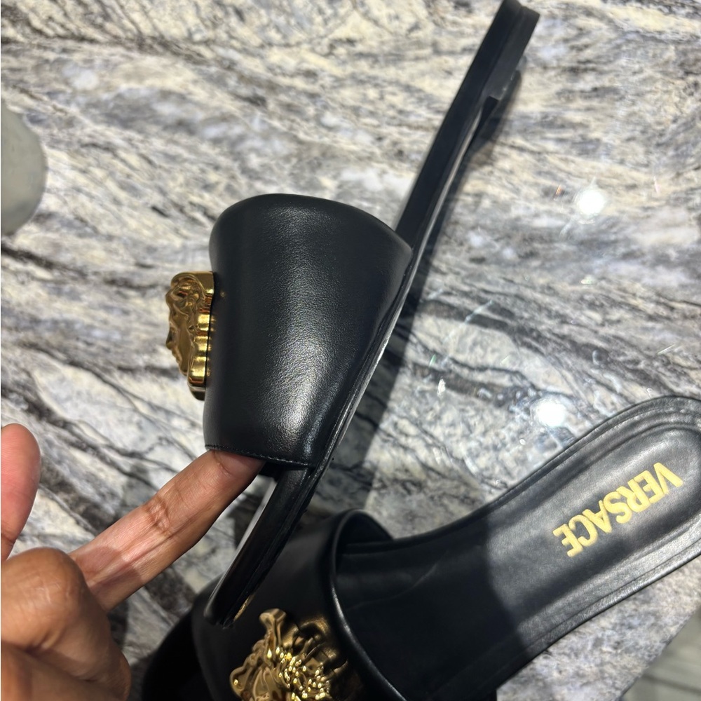 Versace Black and Gold Women's Slides - Picture 4 of 7